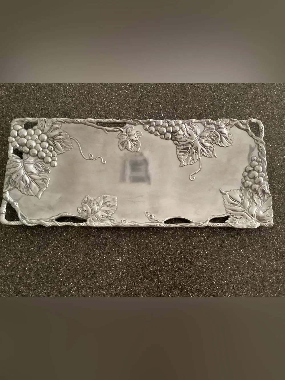 Vintage Arthur Court Grape Vine Aluminum Metal Serving Tray 19” X 8” - IEC